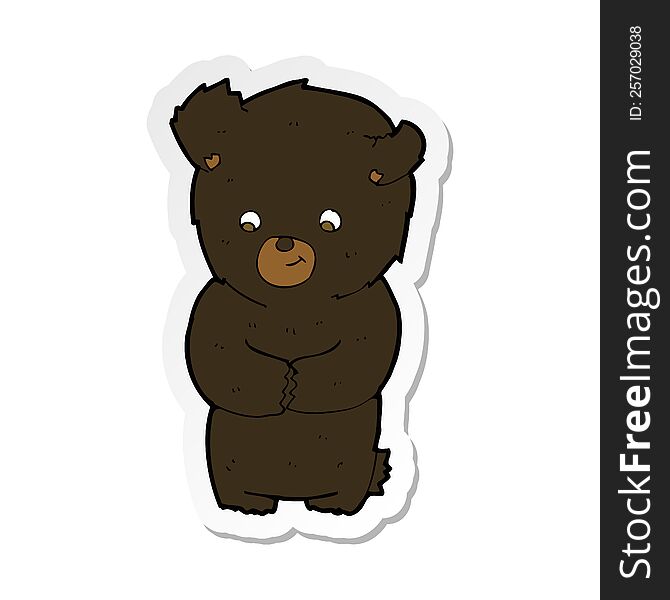 sticker of a cute cartoon black bear