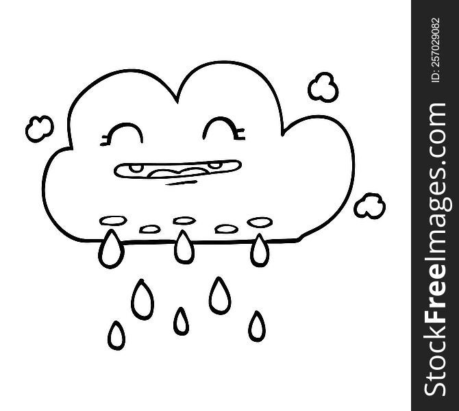 line drawing cartoon rain cloud
