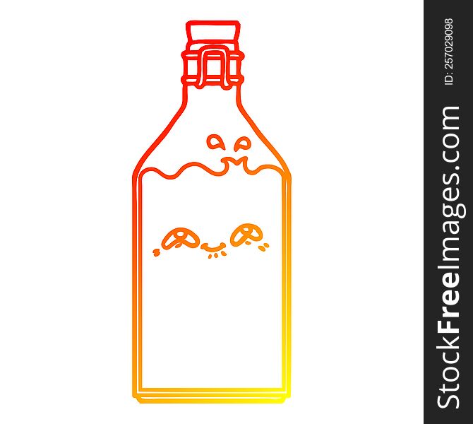 warm gradient line drawing of a cartoon old milk bottle