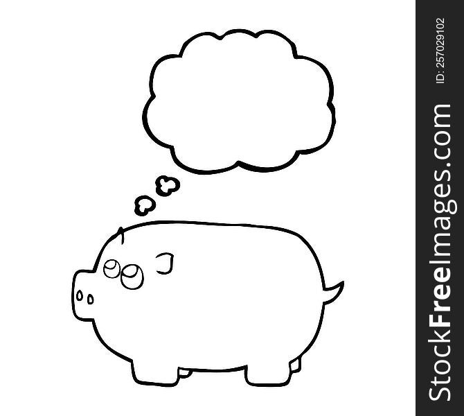 thought bubble cartoon piggy bank