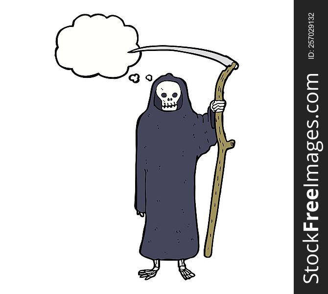 Death Cartoon With Thought Bubble