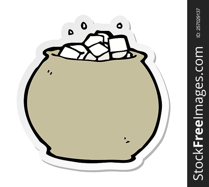 sticker of a cartoon bowl of sugar