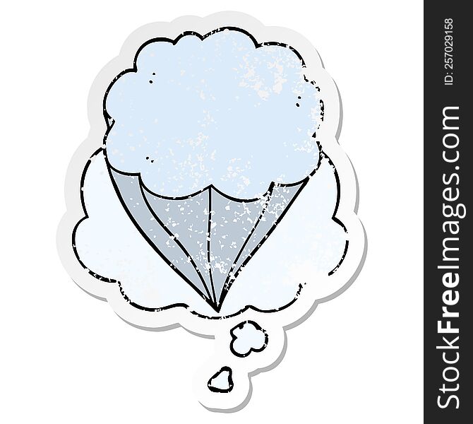 Cartoon Cloud Symbol And Thought Bubble As A Distressed Worn Sticker