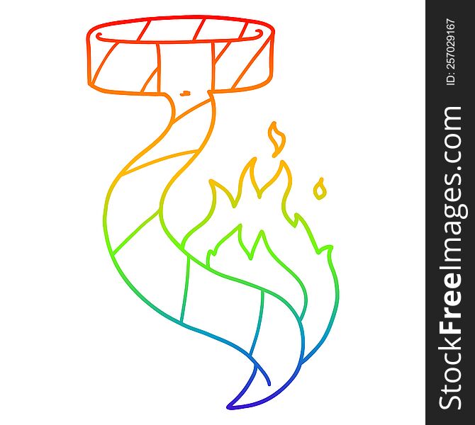 Rainbow Gradient Line Drawing Cartoon Burning Tie
