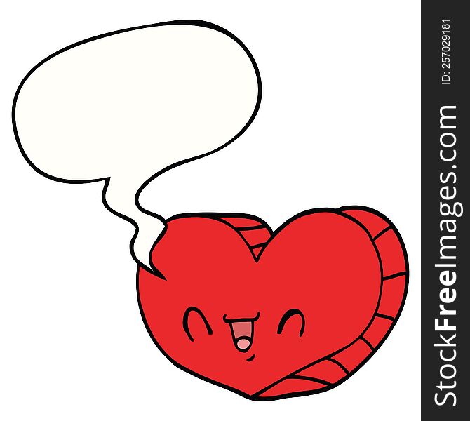 cartoon love heart with speech bubble. cartoon love heart with speech bubble