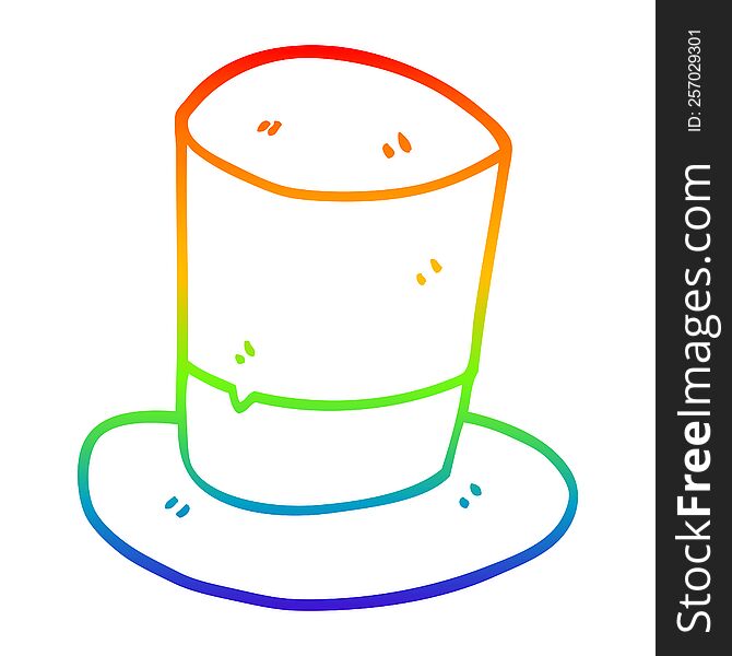 rainbow gradient line drawing cartoon top hat