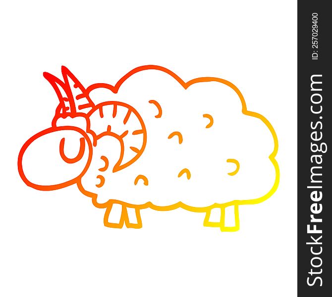 warm gradient line drawing of a cartoon black sheep