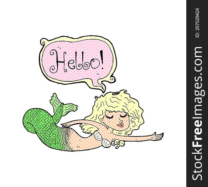 cartoon mermaid saying hello