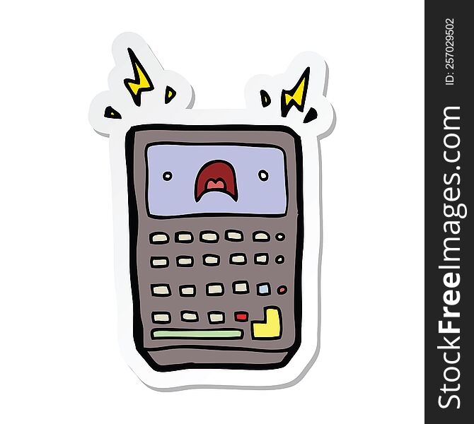 sticker of a cartoon calculator