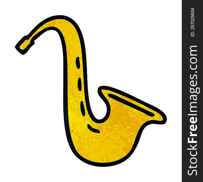 retro grunge texture cartoon of a musical saxophone
