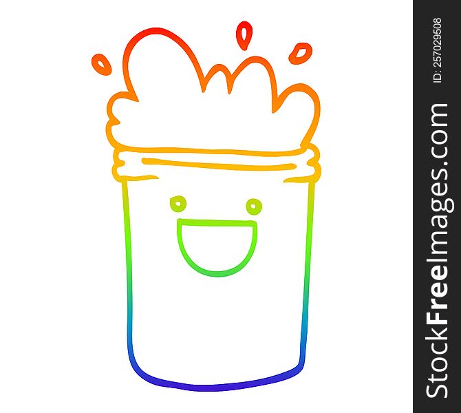 Rainbow Gradient Line Drawing Cartoon Happy Drinks