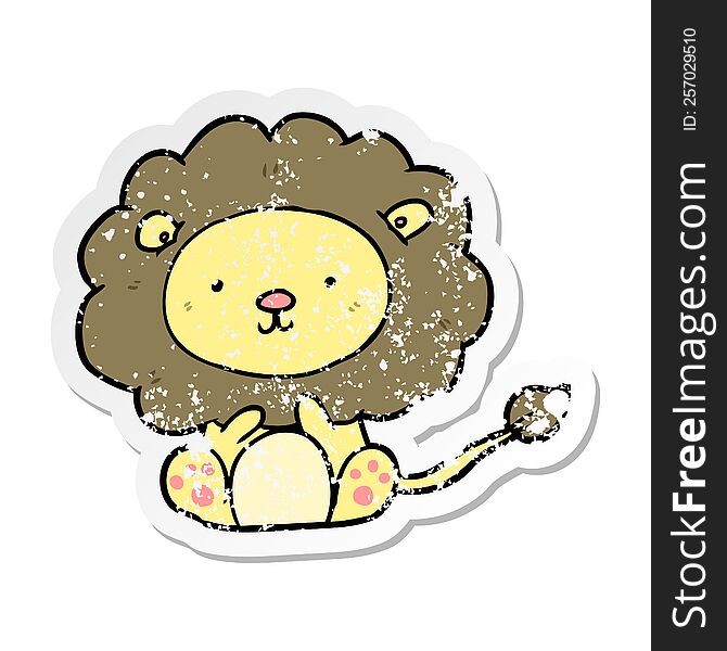 Distressed Sticker Of A Cartoon Lion