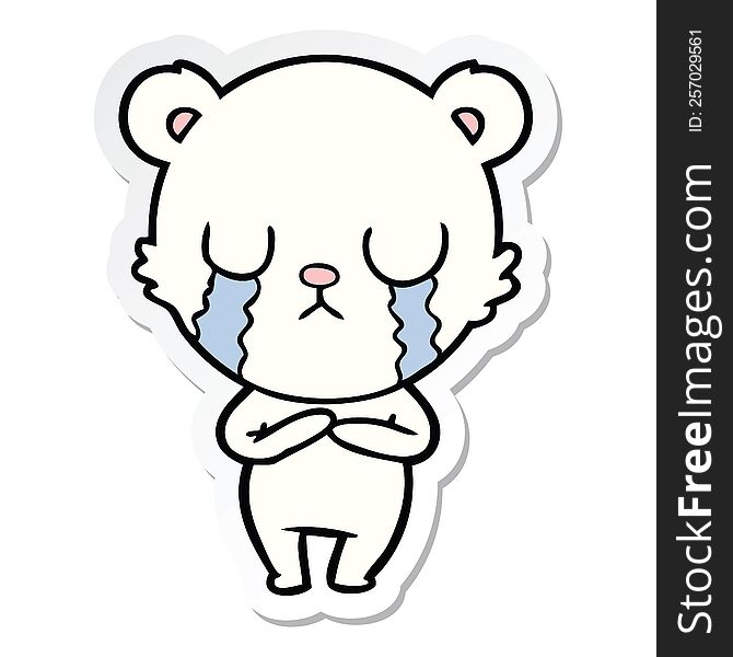 Sticker Of A Crying Polar Bear Cartoon