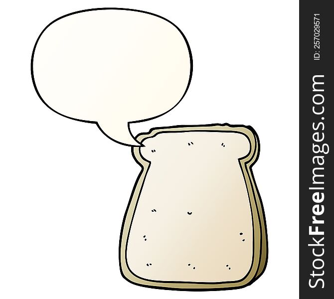 cartoon slice of bread with speech bubble in smooth gradient style