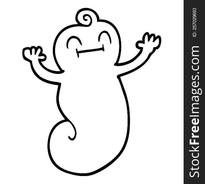 Black And White Cartoon Happy Ghost