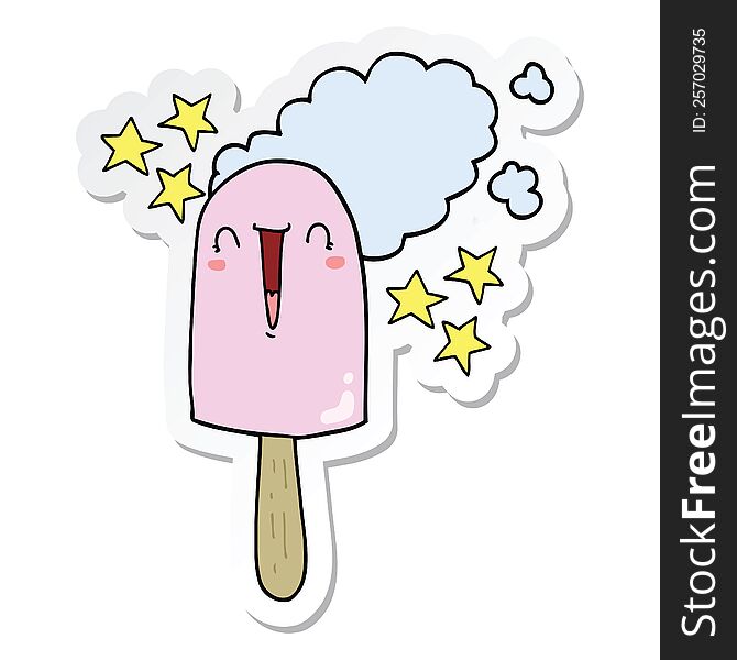 Sticker Of A Cute Cartoon Ice Lolly