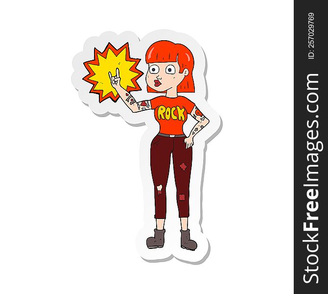 sticker of a cartoon rock girl