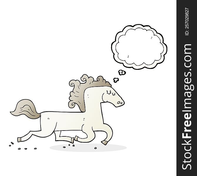 Thought Bubble Cartoon Running Horse