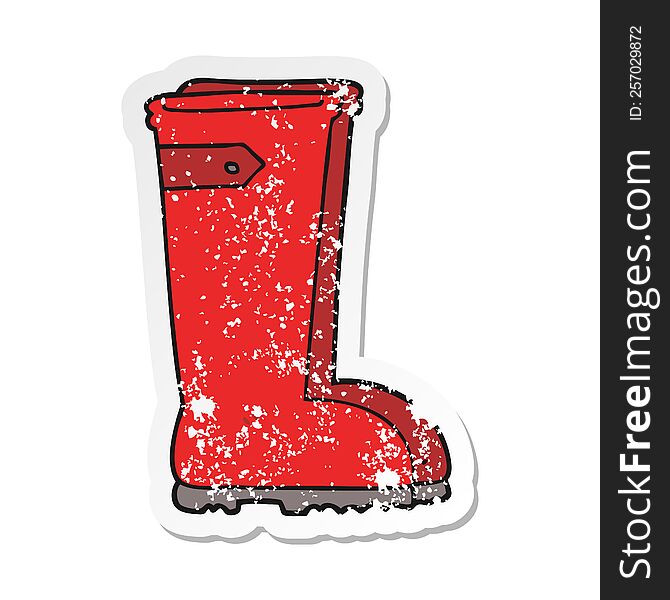 distressed sticker of a cartoon wellington boots