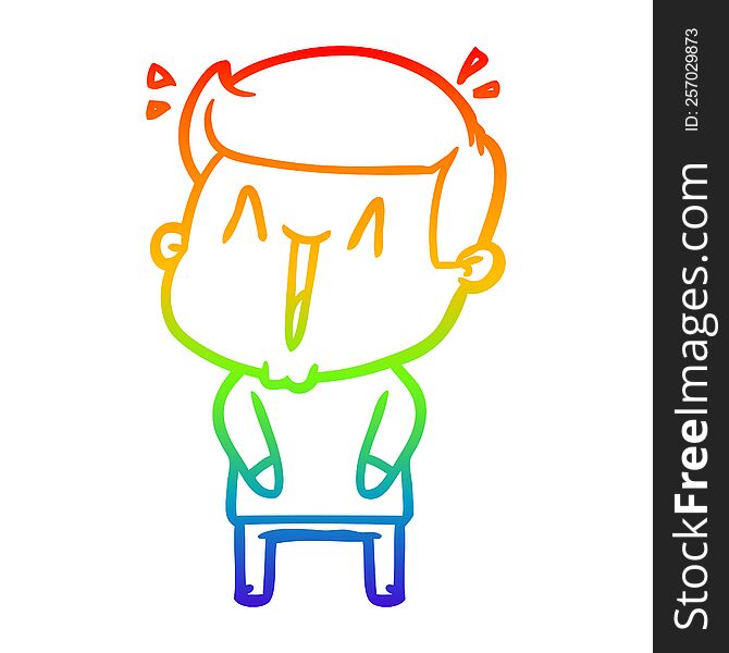 Rainbow Gradient Line Drawing Cartoon Excited Man