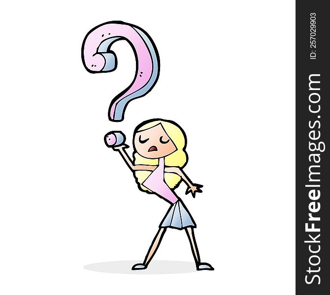 Cartoon Girl With Questions