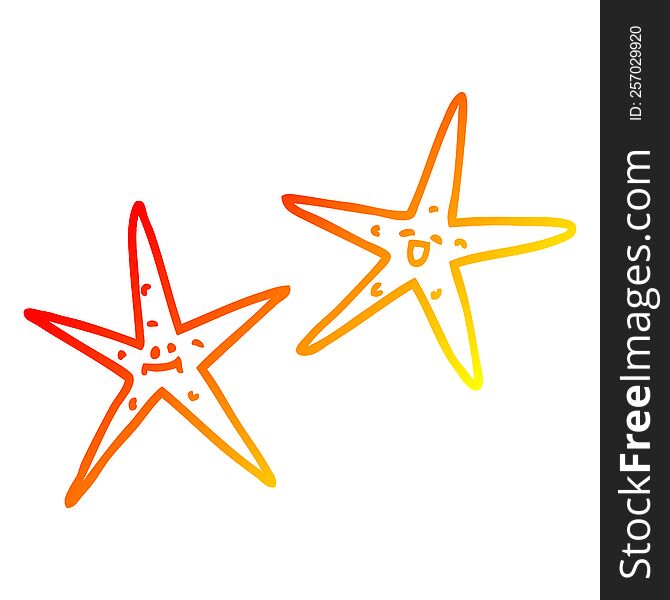 warm gradient line drawing of a cartoon star fish