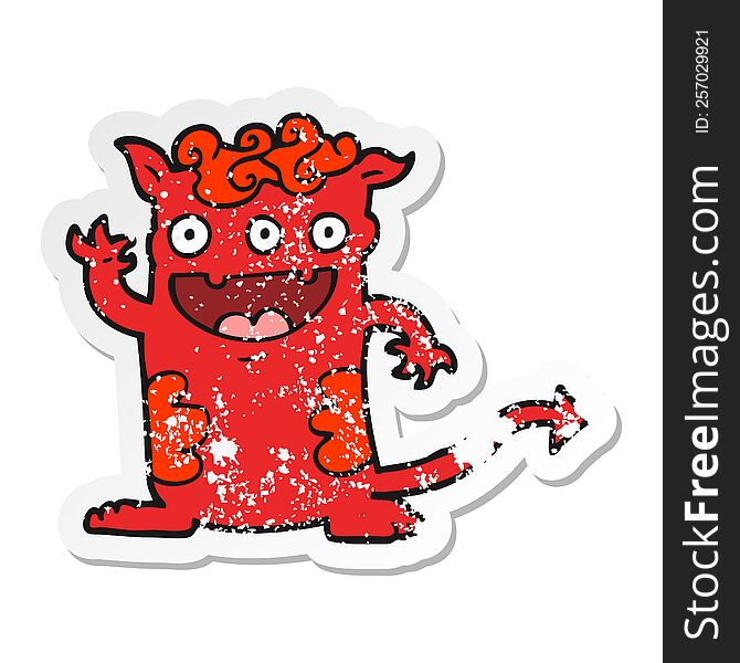 Distressed Sticker Of A Cartoon Halloween Monster