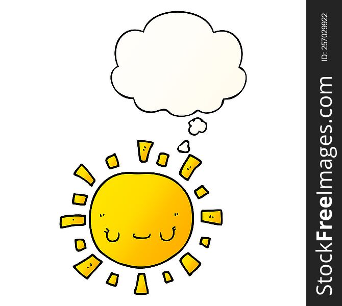 Cartoon Sun And Thought Bubble In Smooth Gradient Style