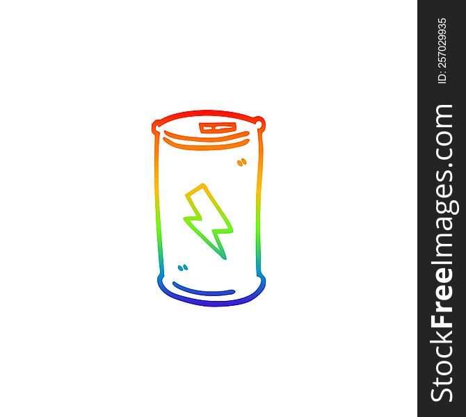 rainbow gradient line drawing of a cartoon electric battery