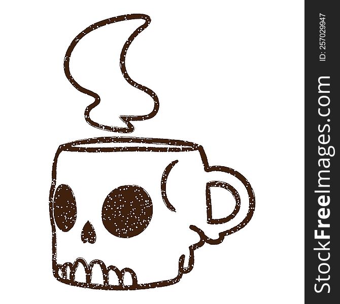 Skull Mug Charcoal Drawing