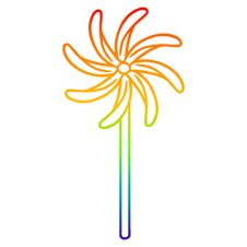 Rainbow Gradient Line Drawing Toy Windmill Stock Photos