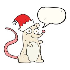 Speech Bubble Cartoon Mouse Wearing Christmas Hat Stock Photo Speech Bubble Cartoon Mouse Wearing Christmas Hat Stock Photo