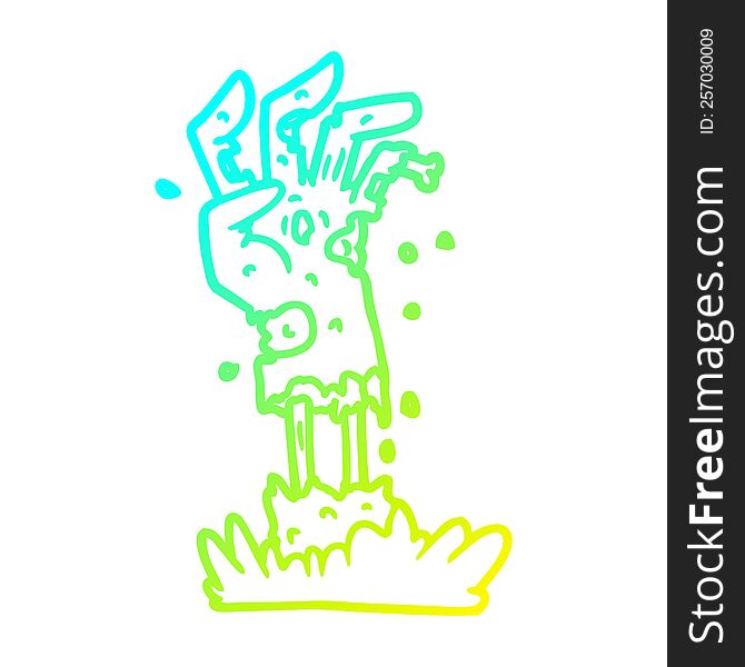 Cold Gradient Line Drawing Spooky Zombie Hand Cartoon