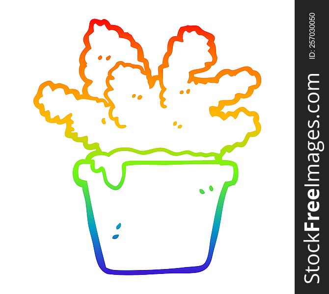 rainbow gradient line drawing of a cartoon house plant