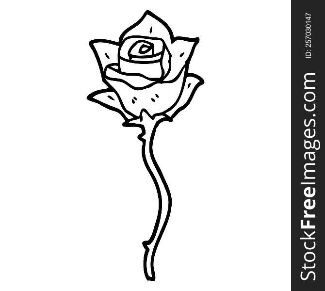 line drawing cartoon red rose
