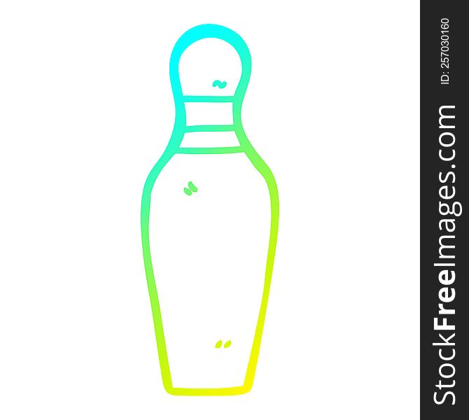 Cold Gradient Line Drawing Cartoon Bowling Pin