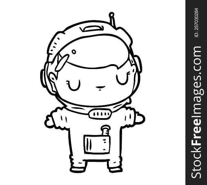 cute line drawing of a astronaut. cute line drawing of a astronaut