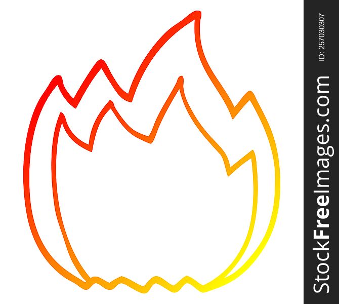 warm gradient line drawing of a cartoon open flame
