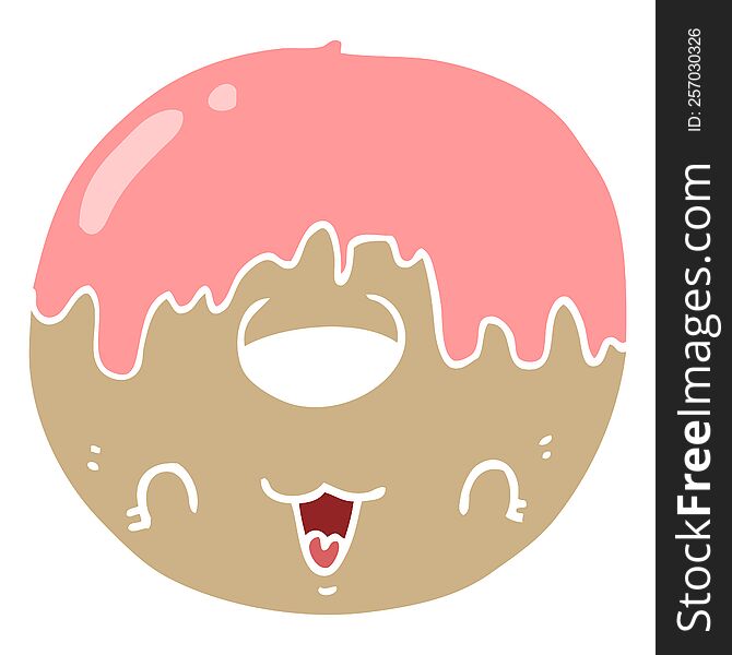 Cute Flat Color Style Cartoon Donut