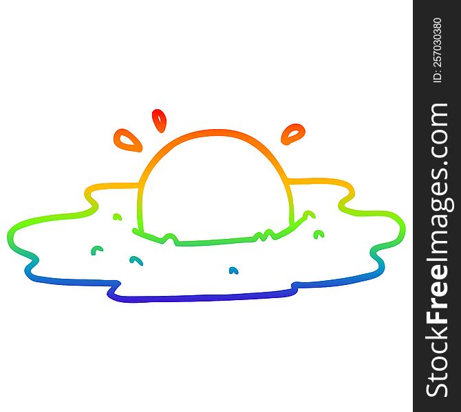 rainbow gradient line drawing of a cartoon fried egg