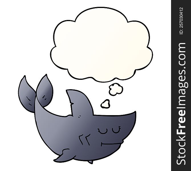 Cartoon Shark And Thought Bubble In Smooth Gradient Style