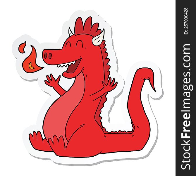 sticker of a cartoon happy dragon