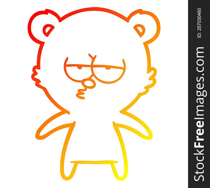 Warm Gradient Line Drawing Bored Bear Cartoon