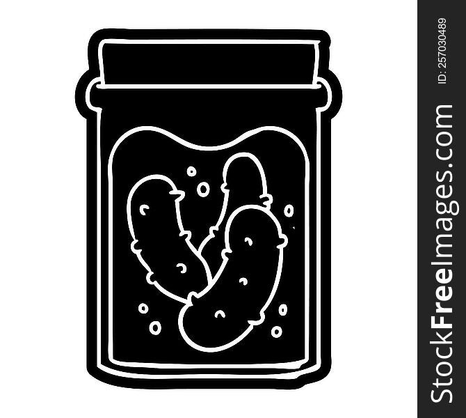 Cartoon Icon Drawing Jar Of Pickled Gherkins