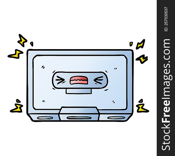 cartoon angry old cassette tape. cartoon angry old cassette tape