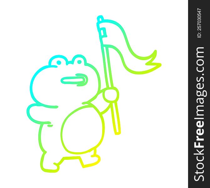 Cold Gradient Line Drawing Funny Cartoon Frog
