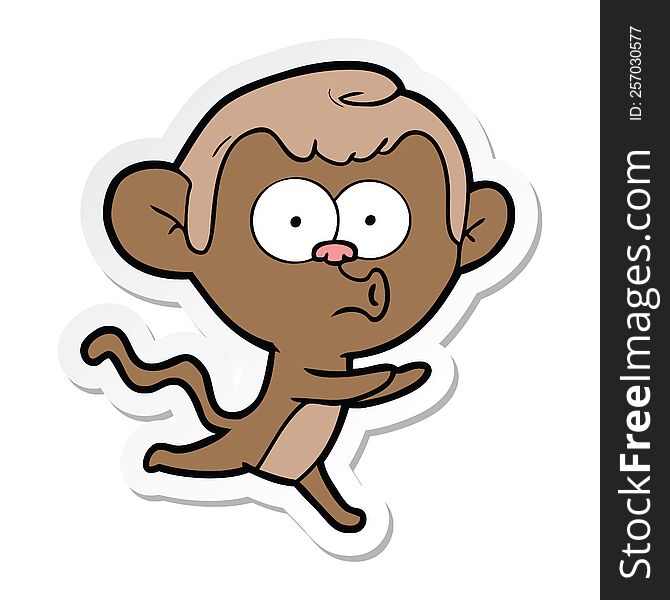 Sticker Of A Cartoon Hooting Monkey