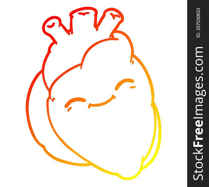 Warm Gradient Line Drawing Cartoon Happy Heart