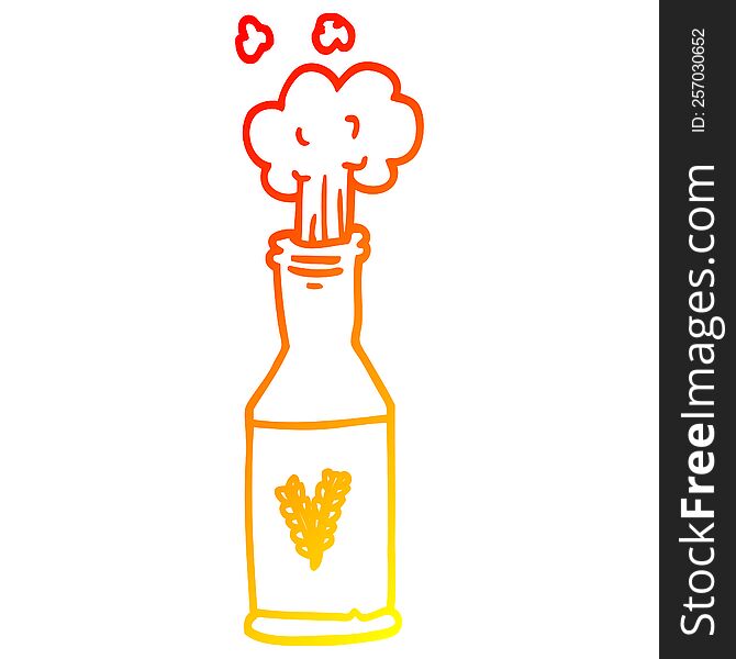 warm gradient line drawing of a cartoon beer and foam