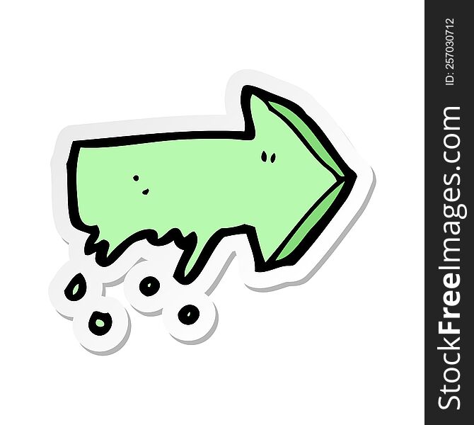 Sticker Of A Cartoon Slimy Pointing Arrow Symbol